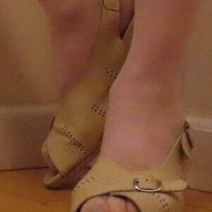 Cream Colored Leather Espadrille-type Sandals "Made in Germany" size 10